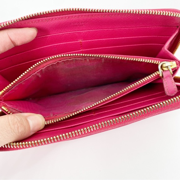 Prada Large Saffiano Leather Long Zippy Wallet Magenta Hot Pink - Picture 10 of 13